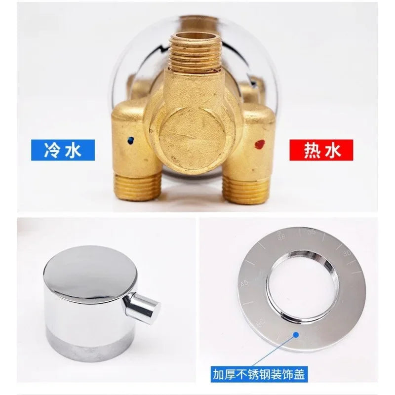 Way Output Thermostatic Brass Shower Faucets Wall Mounted Cold&Hot Water Mixing Valve Mixer Tap Thermostatic Shower Valve