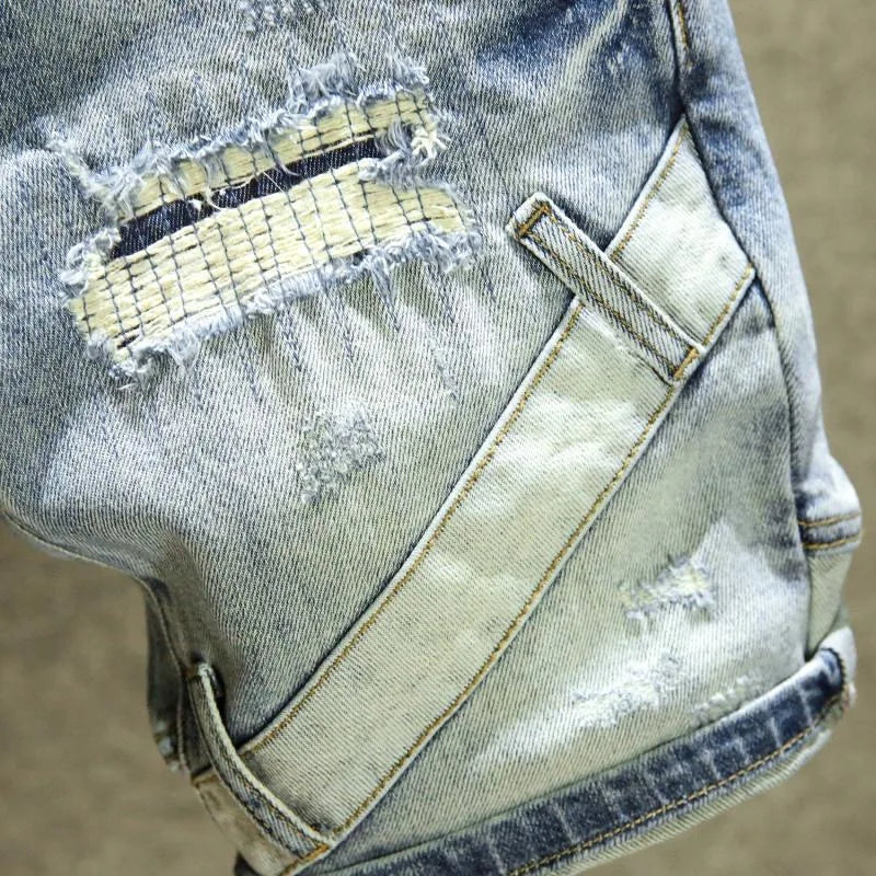 Summer New Fashion Trend Straight Leg American Retro Jeans Men's Casual Loose Sports Plus Large Size High-Quality Denim Shorts