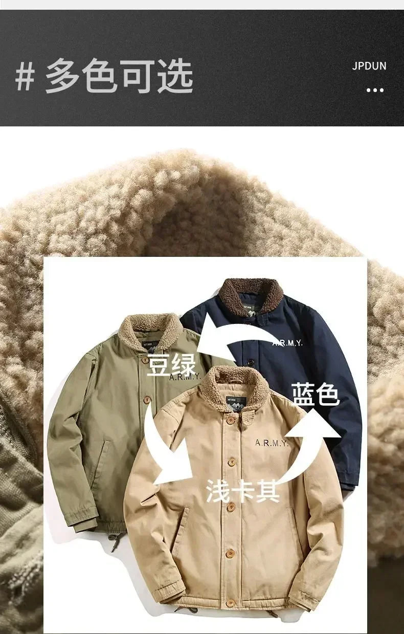 Windbreaker Parka Winter Jackets for Men Fleece Thicken Warm Corduroy Jackets Male Fashion Single Breasted Coats Thermal jackets