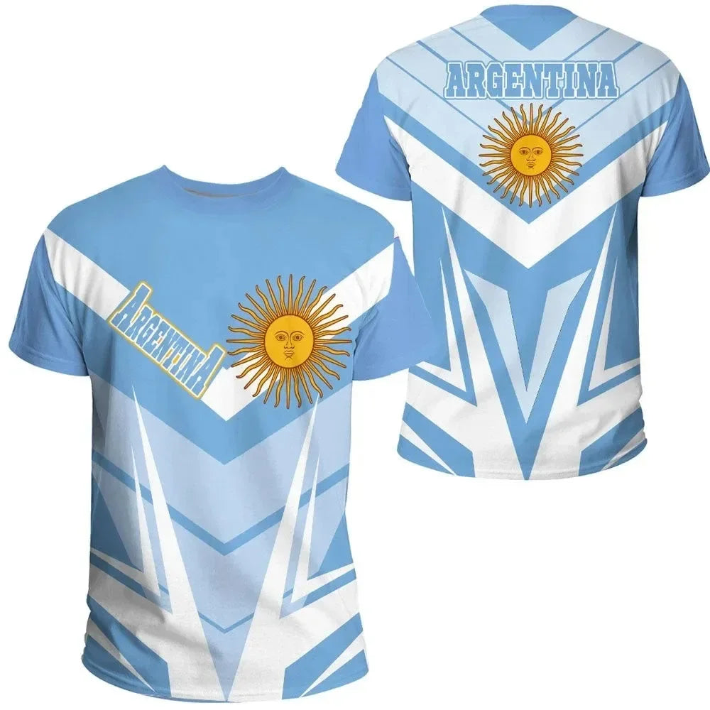 New Summer Men and Women Oversized Short Sleeve Argentine Flag 3D Printed T-shirt Street Clothing Harajuku Children's Clothing