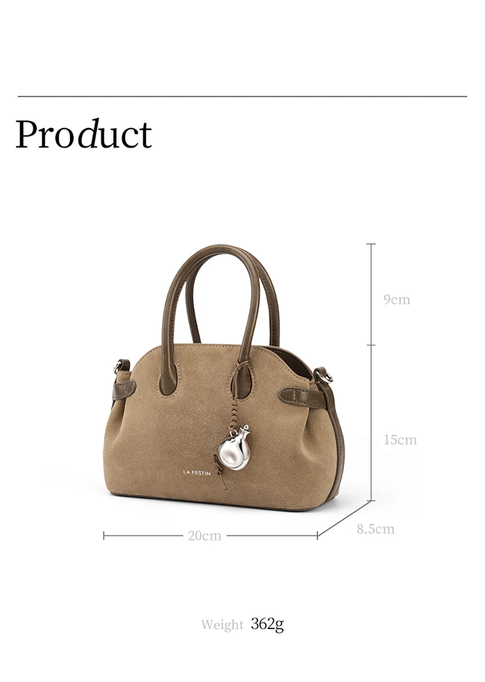 LA FESTIN Original Brand Women's Bag 2025 New Suede Bag Luxury Designer Handbag Boston Bag Shoulder Crossbody Bag Bowling Bag