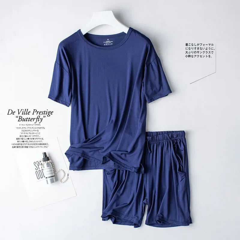 2026 Summer New Pajama Set Women's Modal Short Sleeve Shorts Two Piece Set Ladies Solid Loose Large T-shirt Homewear Women Shirt