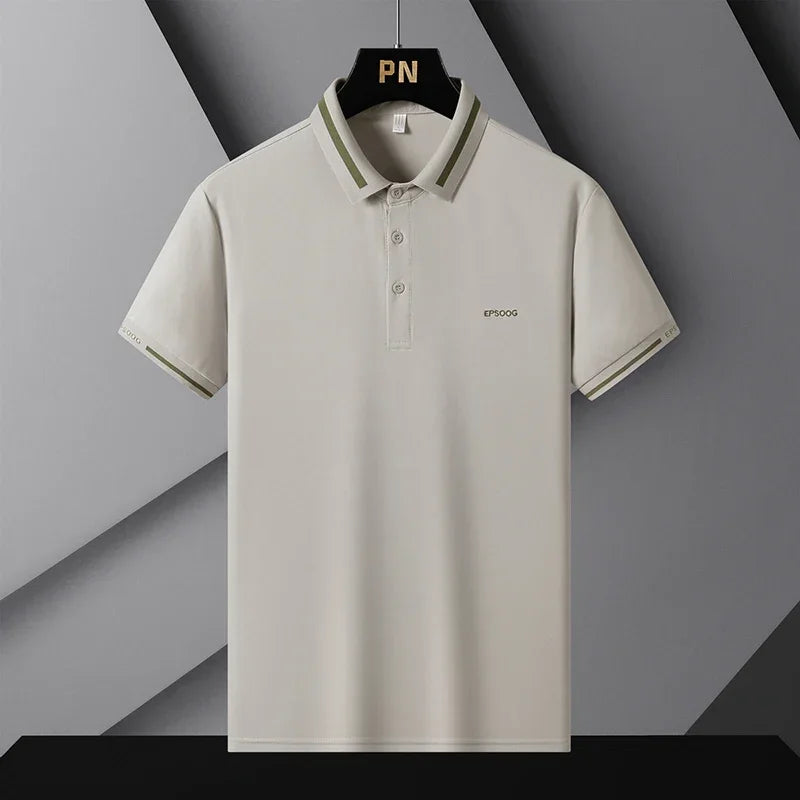 Business Casual Fashion Patchwork T-shirts Contrasting Colors Summer Short Sleeve Men's Clothing Polo-Neck All-match Polo Shirts
