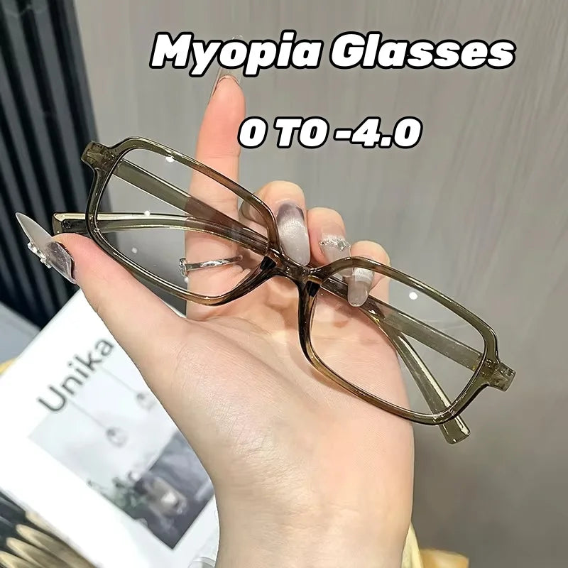 Black Square Small Frame Myopia Glasses Anti Radiation and Anti Blue Light Ultra Light Myopia Glasses Prescription 0 To -4.0