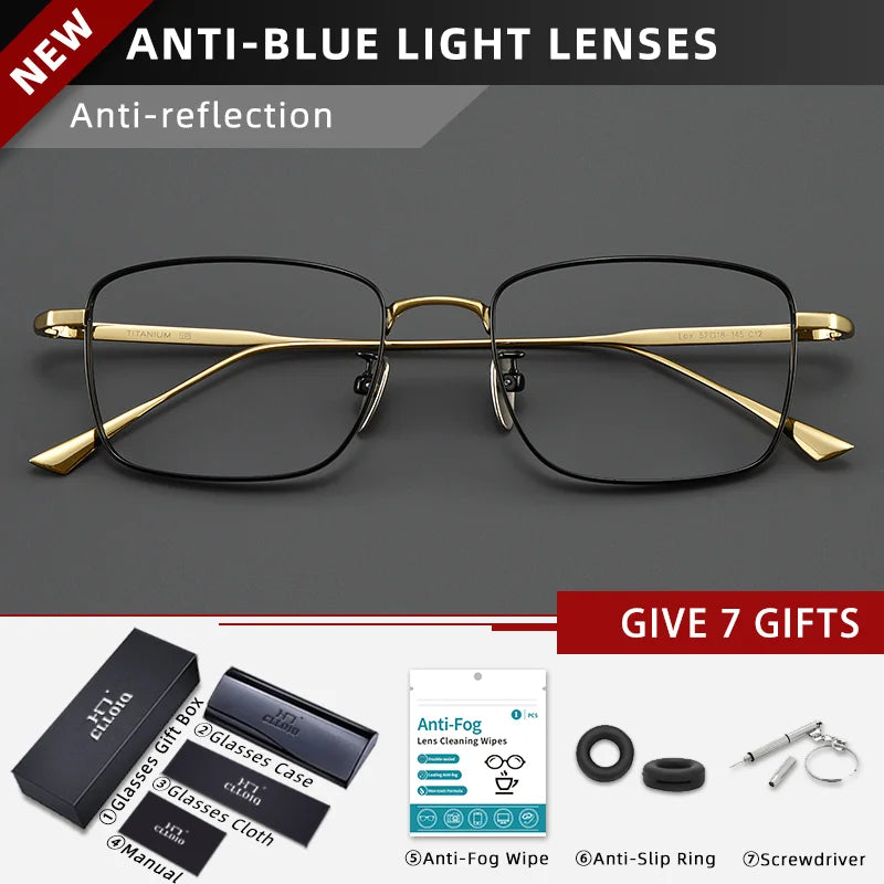 CLLOIO Pure Titanium Wire Retro Half Frame Glasses Men Women Fashion Reading Glasses Optical Prescription Progressive Eyeglasses