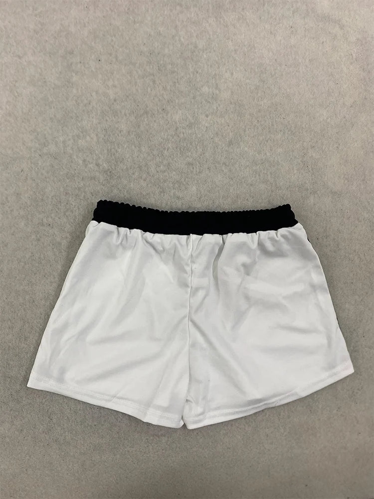 Casual Spicy Girl Striped Printed Drawstring Loose Shorts for Women, Korean Casual Versatile High Waisted Hot Pants for Summer