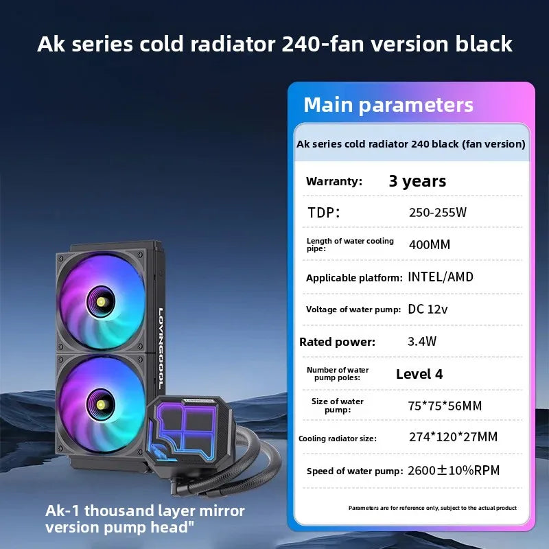 360 ARGB CPU Liquid Cooler with Segment Code Screen Temperature Display