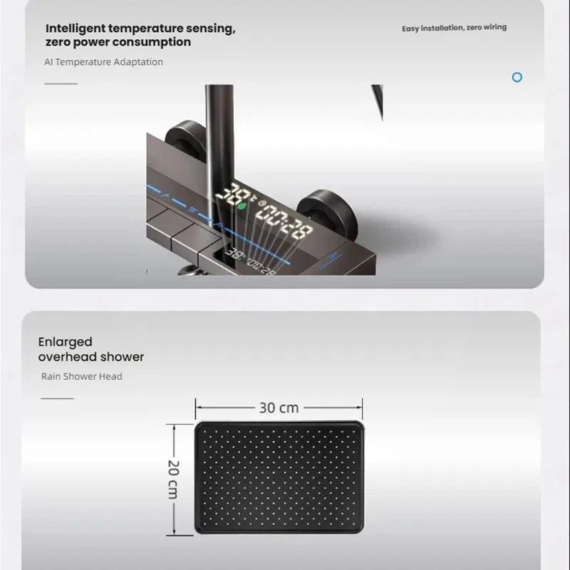 Restroom Piano Keys Shower Set Household Bathroom Multifunctional Hot Cold Water Digital Display Pressurize Shower System Set