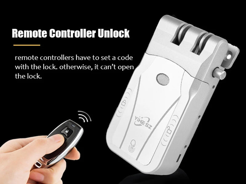 YiHESZ Fingerprint Password Door Lock 433Mhz Remote Control Smart Lock Dual Motor Backup Battery System Deadbolt Lock Wafu 026