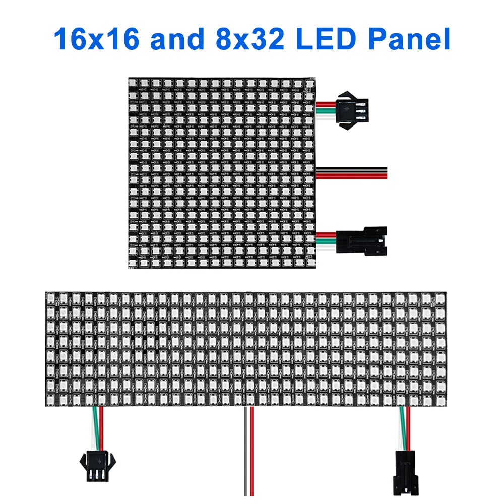 WS2812B Individually Addressable LED Panel Digital Flexible 5050 RGB Matrix Screen Module Light DC5V 8x8 16x16 8x32  64/256Pixel