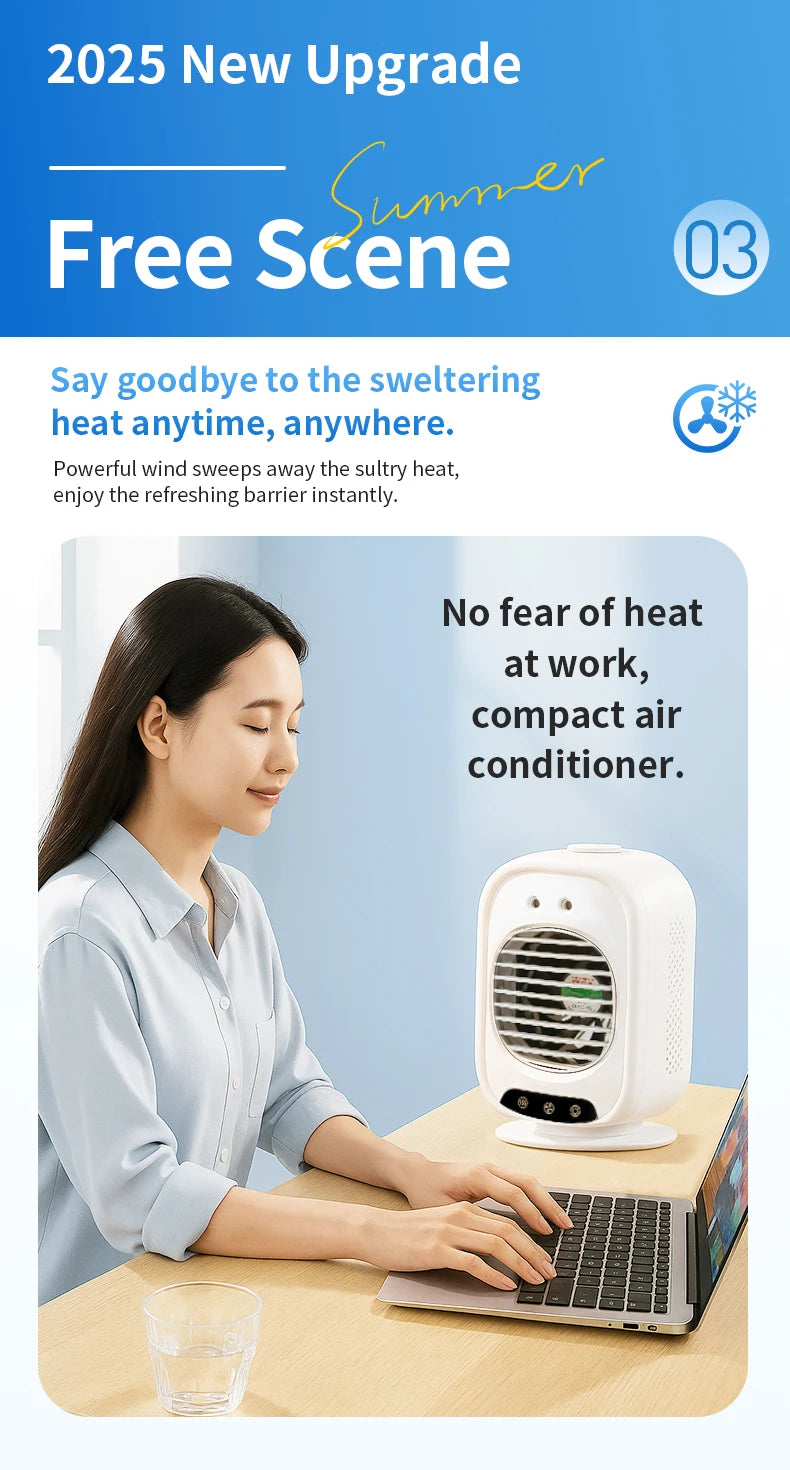 2026 New Portable Home Mini Air Conditioner Fan Spray Cooling Humidifier Desktop Mobile Cold Wind Machine