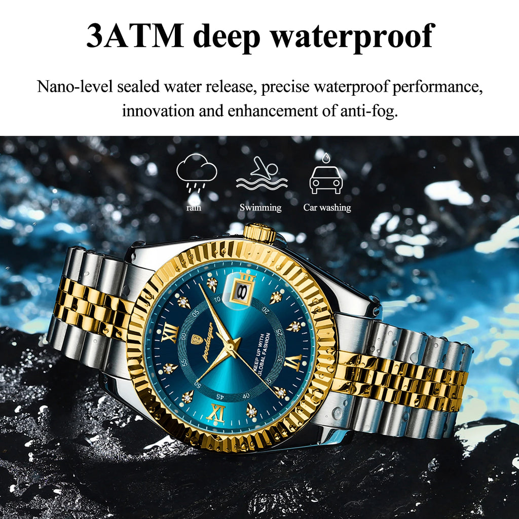 POEDAGAR Luxury Brand Man Wristwatch Waterproof Luminous Date Men Watch Stainless Steel High Quality Sports Men's Quartz Watches