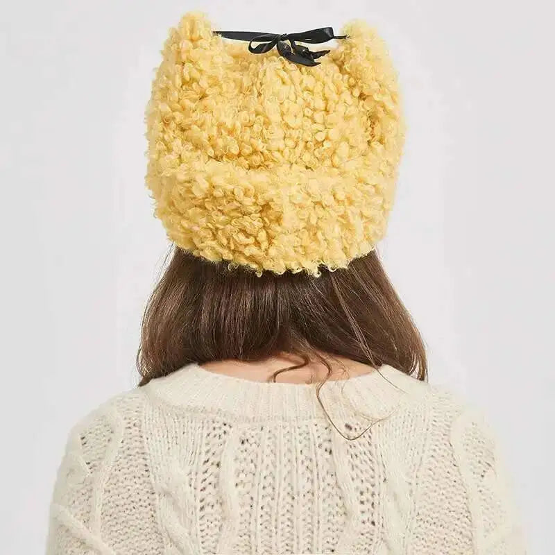 Winter Warm Bomber Hat Women Lamb Wool Faux Fur Hats Outdoor Thicken Earflap Caps Autumn Winter Ear Protect Ski Hat