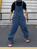 Overalls for Men Denim Suspenders Simple Baggy Jeans Men's Street Casual Solid Mid Waist Loose Washed Jumpsuits Length Tracksuit