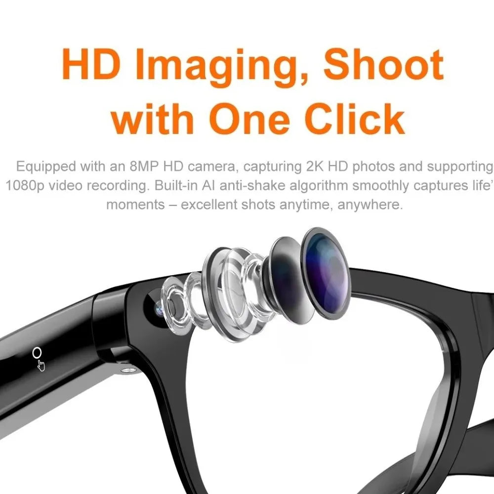 8MP HD Camera AI Smart Glasses Photo Recording 8K Smart Video Glasses Waterproof Video Record Smart AI Glasses Voice Call