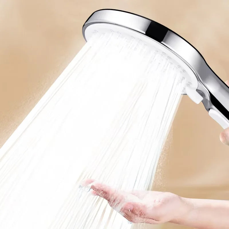 Bathroom Shower Head 5-function Large Water Output Booster Filter Handheld Shower One-button Water Stop Silicone Panel