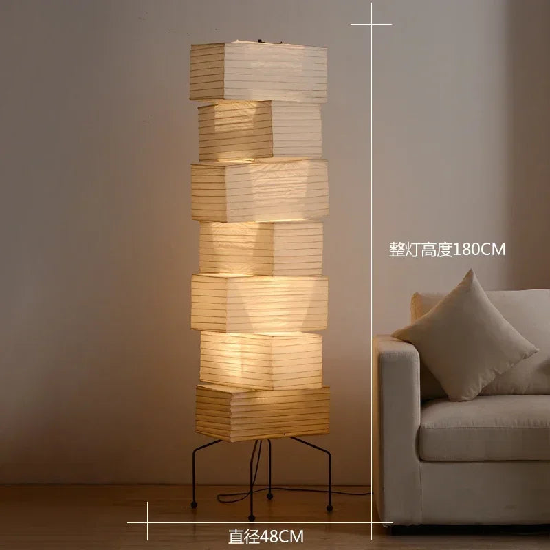 Akari Noguchi Lamp Yong Floor Lamp Japanese Designer LED Rice Paper Lantern Bedside Study Hotel Art Decor Standing Lamp
