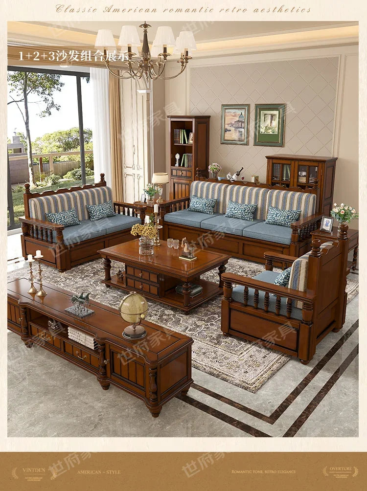 Solid wood sofa living room concubine combination small apartment dual-purpose storage