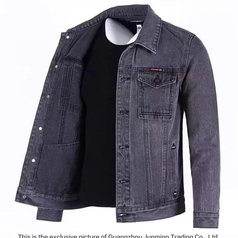 UNITIM Spring American Heavy Denim Men Workwear Coat Male Retro Streetwear Jeans Jackets Outdoor Classic Men Button Cow Boy Coat