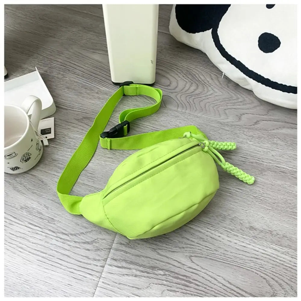 Fashion Canvas Children Bag Solid Color Large Capacity Crossbody Bag Zipper Water Proof Shoulder Bag