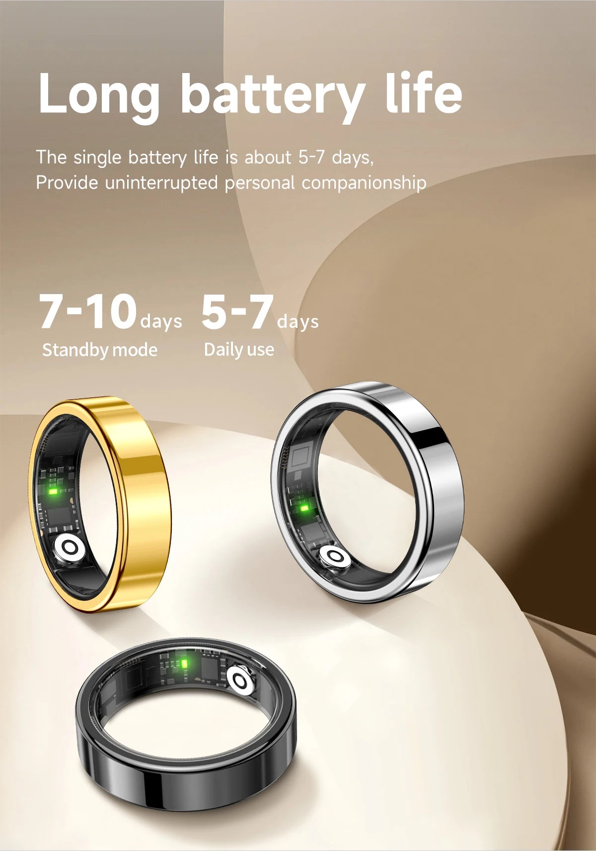 R09 Smart Ring Men Women with Charging Case Heart Rate Blood Oxygen Skin Temperature Monitor Waterproof For Android iOS R12