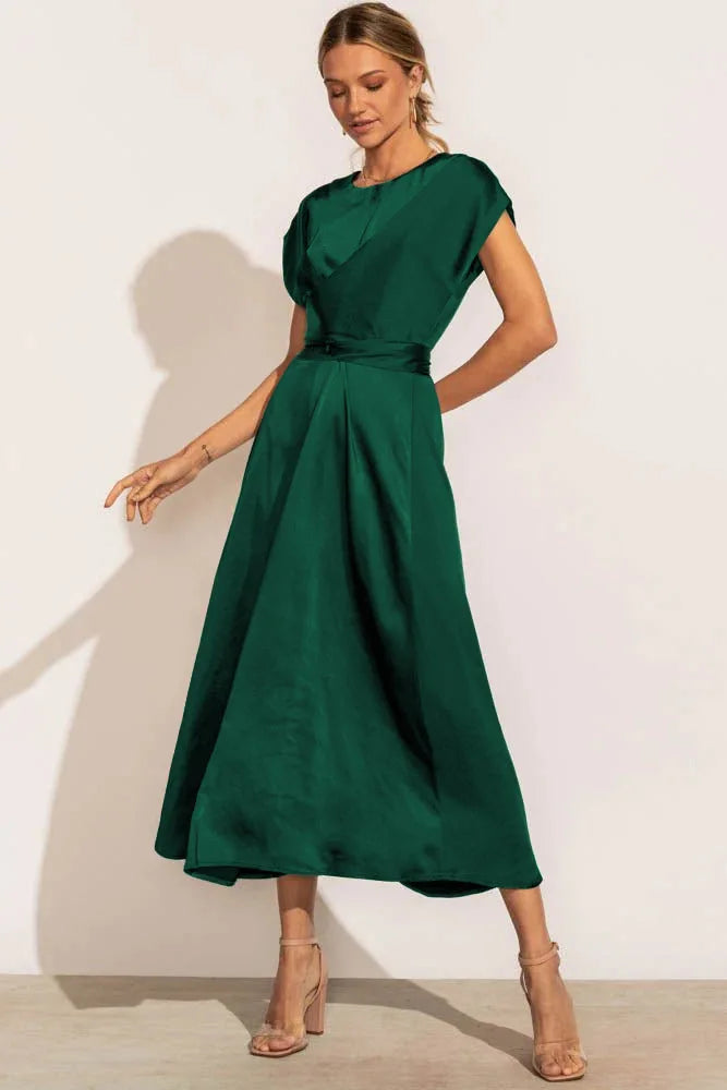 High Quality Spot Wholesale Fashion Summer Women Clothing High-end Satin Binding Elegant Drape Light Evening Dress Vestidos Y2k
