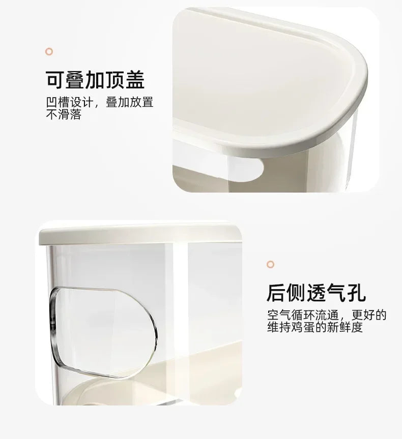 Double Layers Egg Storage Box Refrigerator Automatic Rolling Slide Egg Rack Refrigerator Side Door Freshness Box Kitchen Storage
