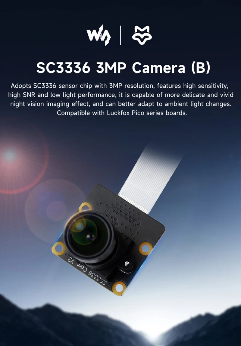 LuckFox Pico Camera SC3336 3MP Camera Module (B) High Sensitivity Low Light Performance Compatible LuckFox Pico Series Board