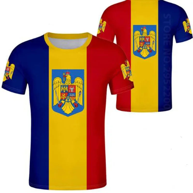 Romania Football Jersey Romanian Eagle Coat Of Arms T Shirt Rumania Flag Emblem Soccer Club T-shirt Men's Tops Women Tee Shirts