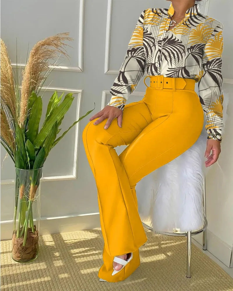 Pants 2 Piece Sets Womens Outfits Fashion Versatile Casual Girdle Blouse Suit of Female Streetwear Autumn and Winter New 2023