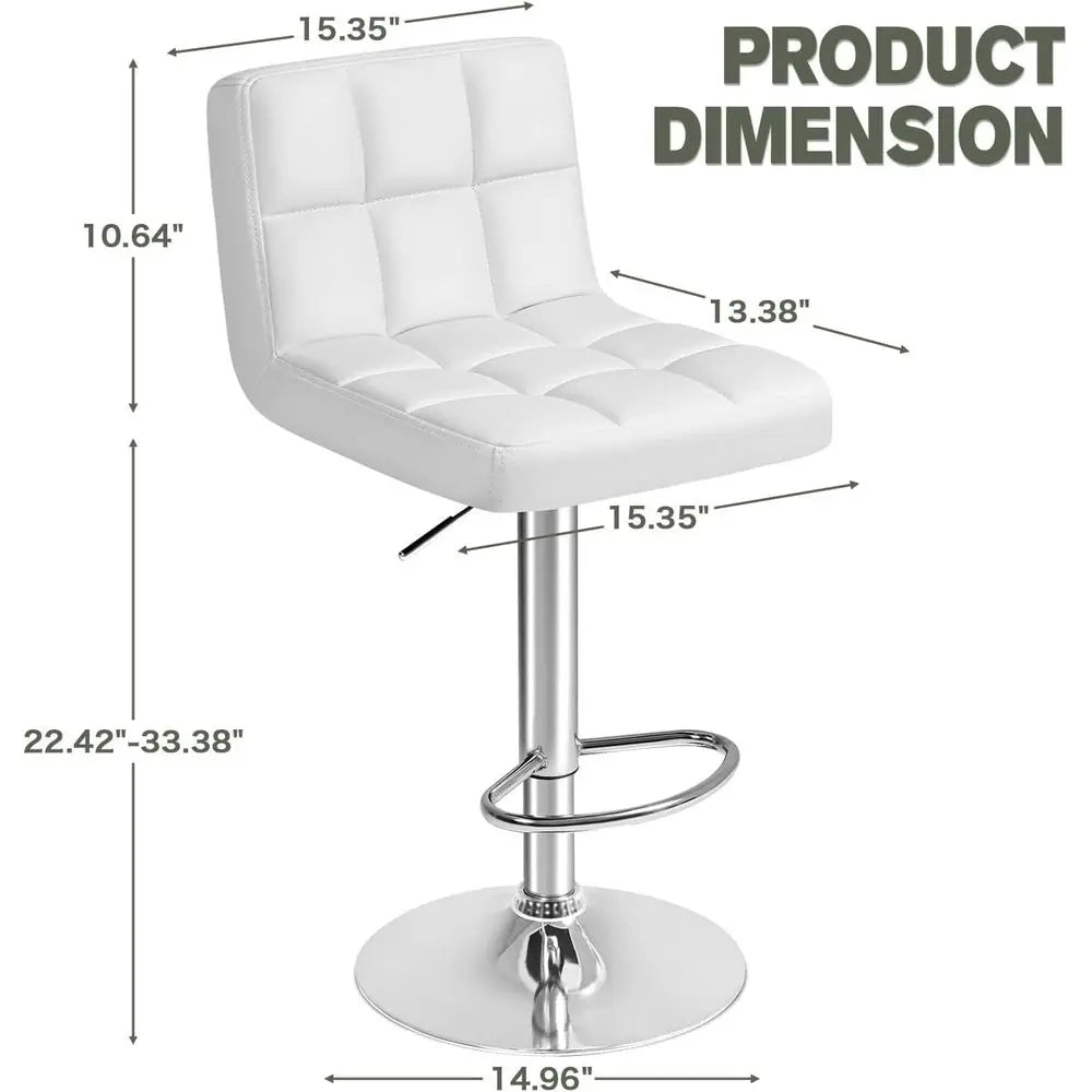 Bar Stools Modern Pu Leather Swivel Adjustable Hydraulic Bar Stool Square Counter Height Stool Set of 2 White