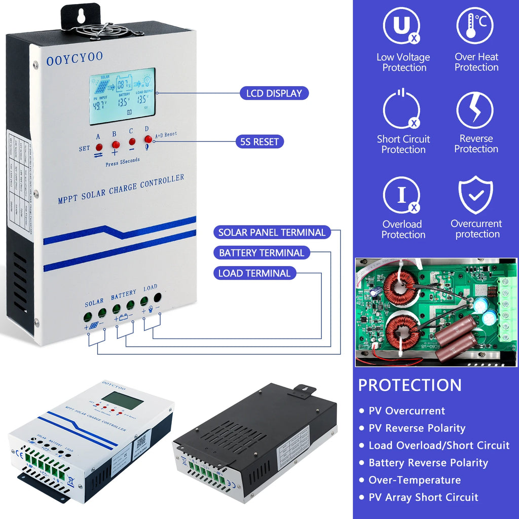 100V INPUT 48V12V24V60A solar controller MPPT wide voltage input photovoltaic power generation charging controller host