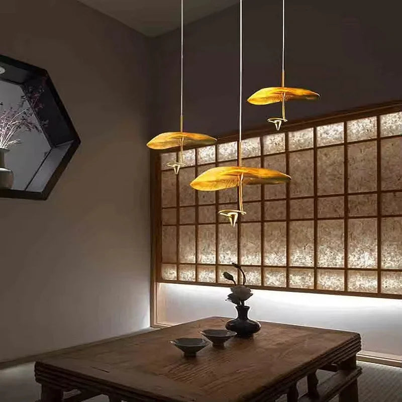 Mid century Stair Lotus light Luxury vintage lampshade Duplex Building Bedroom Living Room Tea Room Art  coffee bar lighting