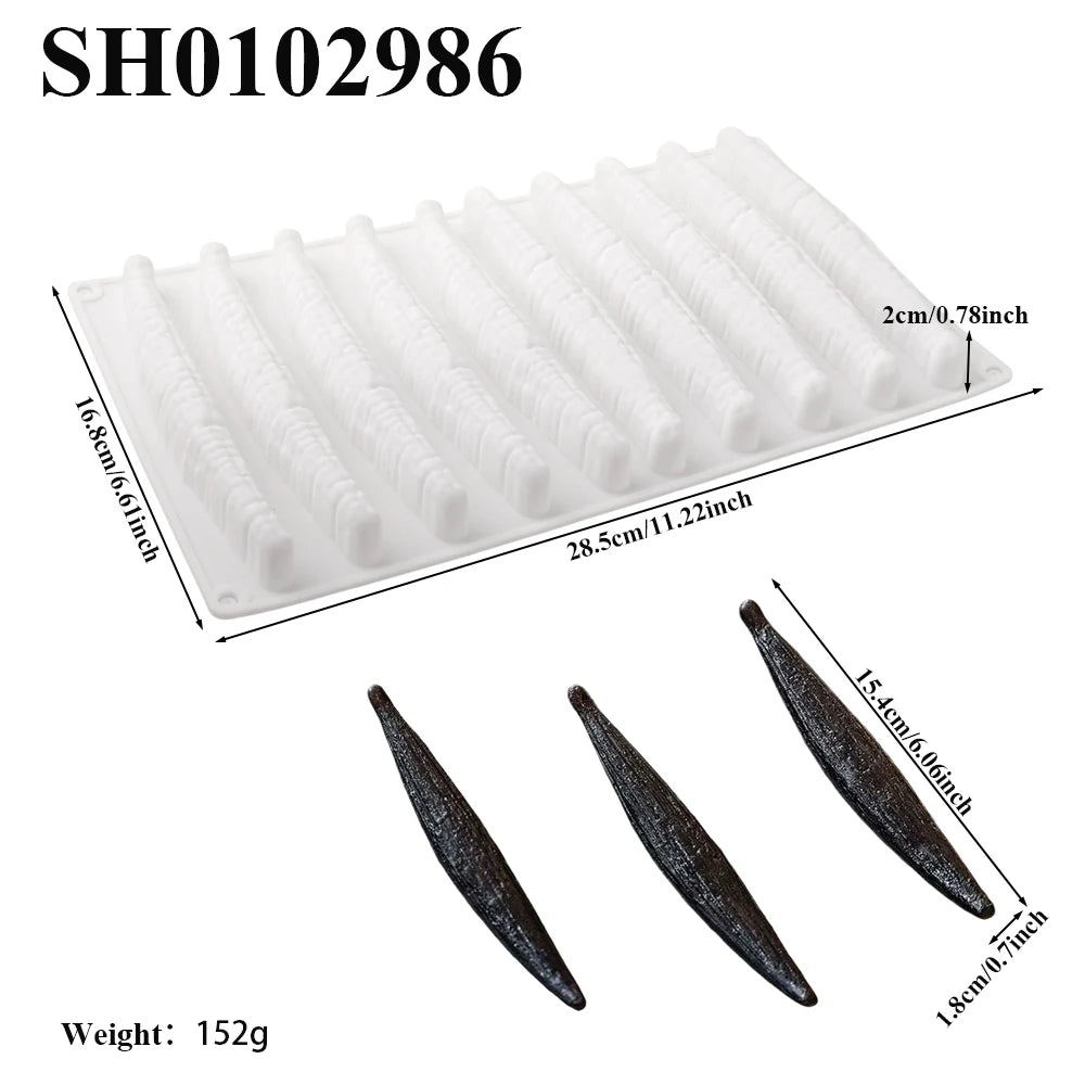 1 or 6 or 10-Cell Vanilla Pod Design Chocolate Mold Dessert Baking Tools Kitchen Silicone Bakeware Food Grade Cake Mould