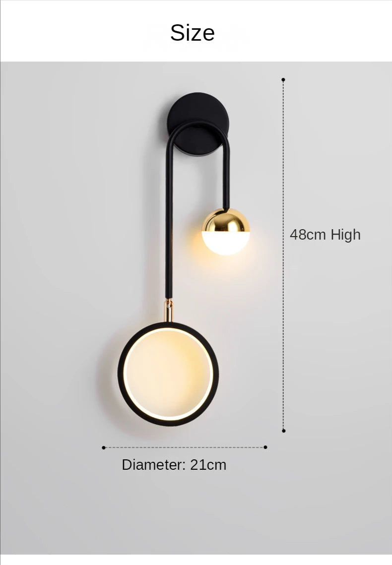 Modern Led Wall Lamp Nordic Sconce Round Lighting Luxury Rotatable Corridor Bedside Hallway Living Room Dining Indoor Deco Light
