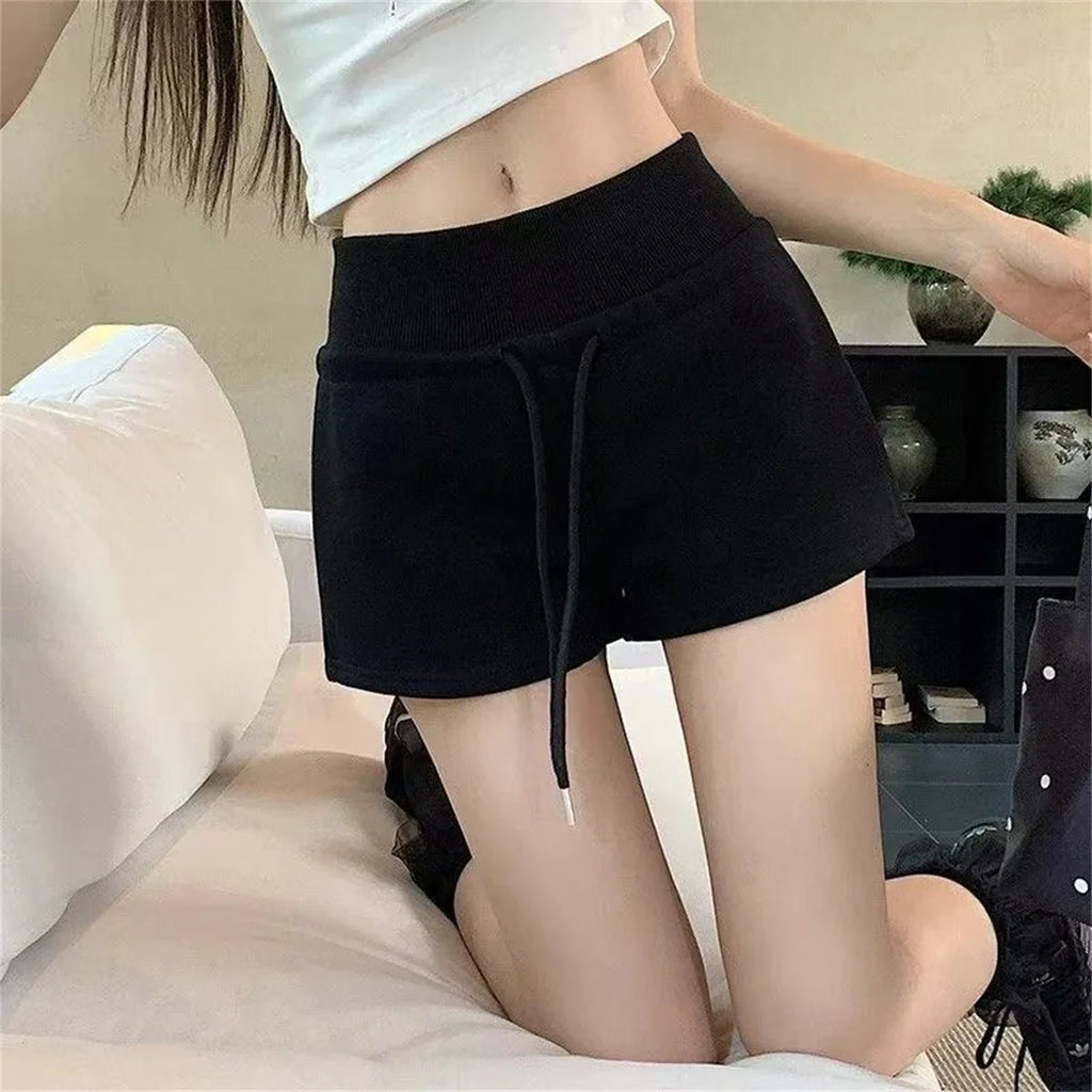 Drawstring Casual Sports Shorts For Women High Waist Solid Summer Short Pant Female Yoga Running Outfit Clothes Korean Hot Pants