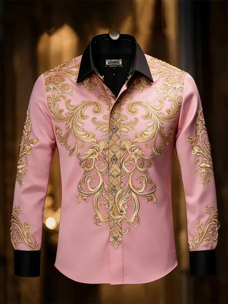 New 11 color men's 3D printed long sleeved shirt with high-quality and casual long sleeved collar top