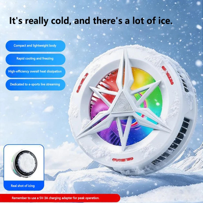 Phone Cooler for Gaming Magnetic Semiconductor Cooling Fan Back-Clip RGB Lights Fast Phone Cooling Fan for IOS Android Phone