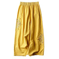 Women's Fashion New Loose Wide Leg Pants Simple Casual Solid Color Splicing Embroidered Elastic Waist Slim Thin Straight Pant