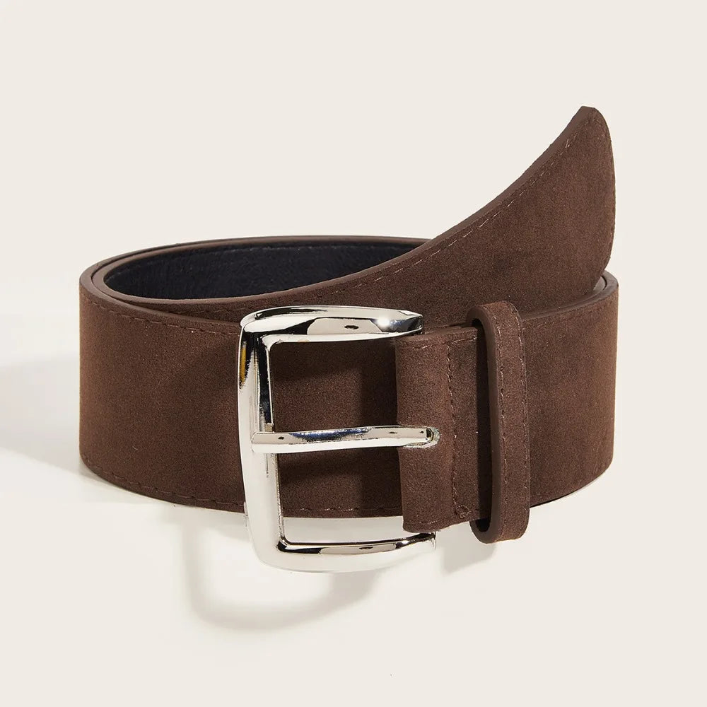 Maillard Styles Suede Leather Wide Belt Trendy Casual Pin Buckle Waistband Versatile Luxury Design Trouser Dress Belts Gifts