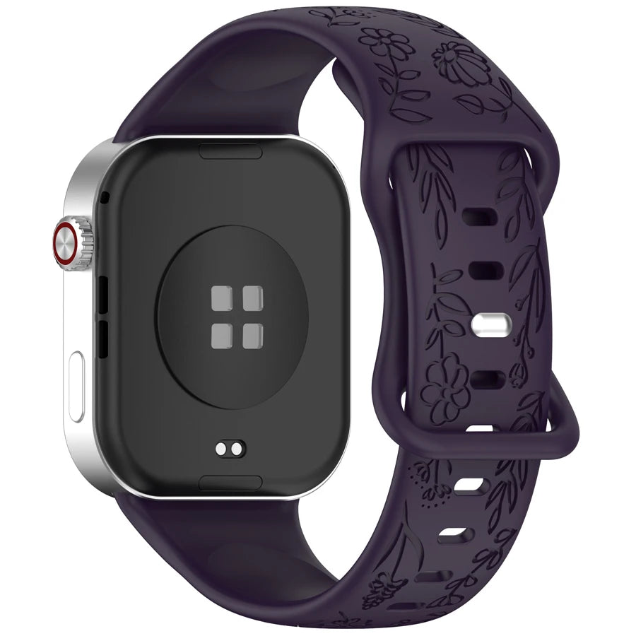 3D Carved Flowers Strap For Xiaomi Mi Smart Band 8 Pro/9 Pro/10 Pro Replacement Sport WristBand For Redmi Watch 4 5 6 Bracelet