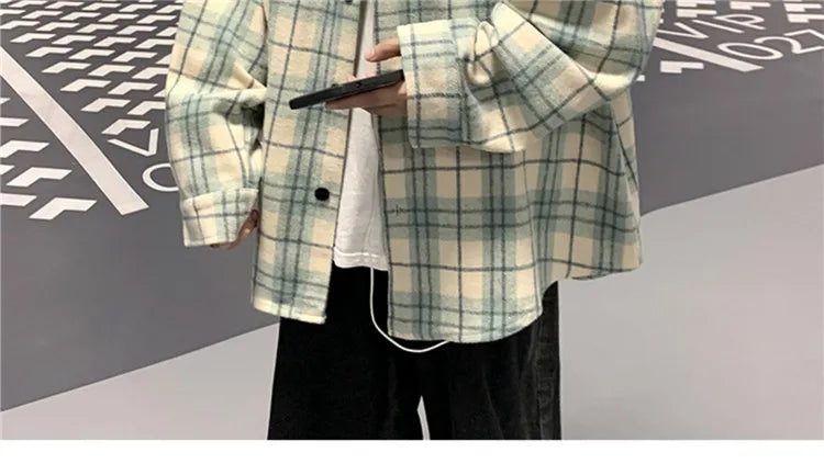 Men's Plaid Long Sleeve Shirt Loose Fit Thin Style Autumn Spring Casual Wear Sun Protection Outerwear Classic Check Pattern