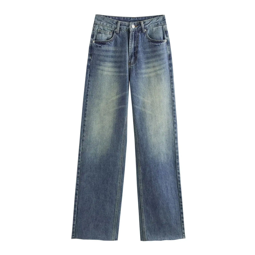 Maxdutti 2026 Spring High Waist Wide Leg Jeans For Women Minimalist Basic Jeans Denim Pants Casual Jeans Trousers