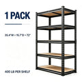 Heavy Duty Metal Storage Rack 5 Tier Adjustable Utility Shelving Unit with MDF Board Garage Organizer Tool Shelf for Basement Warehouse Kitchen Pantry Closet Multi-Purpose Storage Display Rack