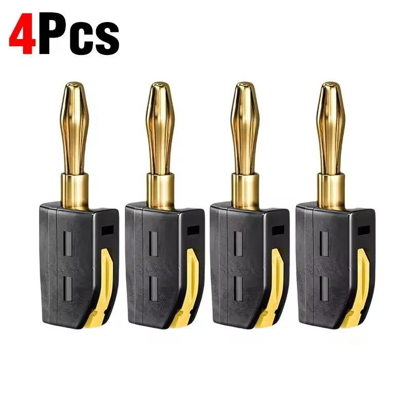1/2/4Pcs 4mm Banana Plug High Current Quick Connect Gold-Plated Banana Connector 32A Red&Black No Solder Wire Connectors