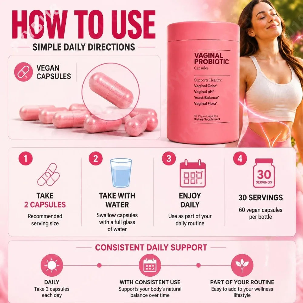 Women's Probiotic Capsules with Lactobacillus Acidophilus Rhamnosus Reuteri 5 Billion CFU Support Wellness Balance 60 Capsules