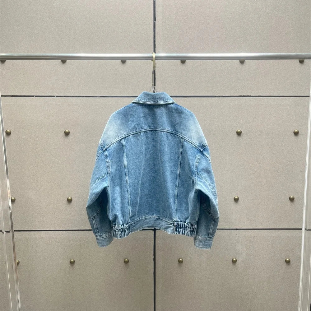 2026 Spring Women's Denim Jacket — 100% Cotton, Washed Finish, Loose Fit,Casual, Retro-Inspired, Y2K Style, Versatile Outerwear