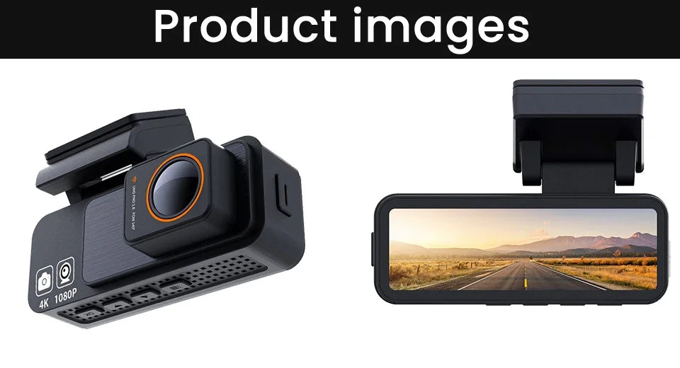 Dash Cam Dual Lens 4K UHD Recording Car DVR GPS WDR Night Vision Video Recorder Wi-Fi Room Black Box 1080P Rear View Camera