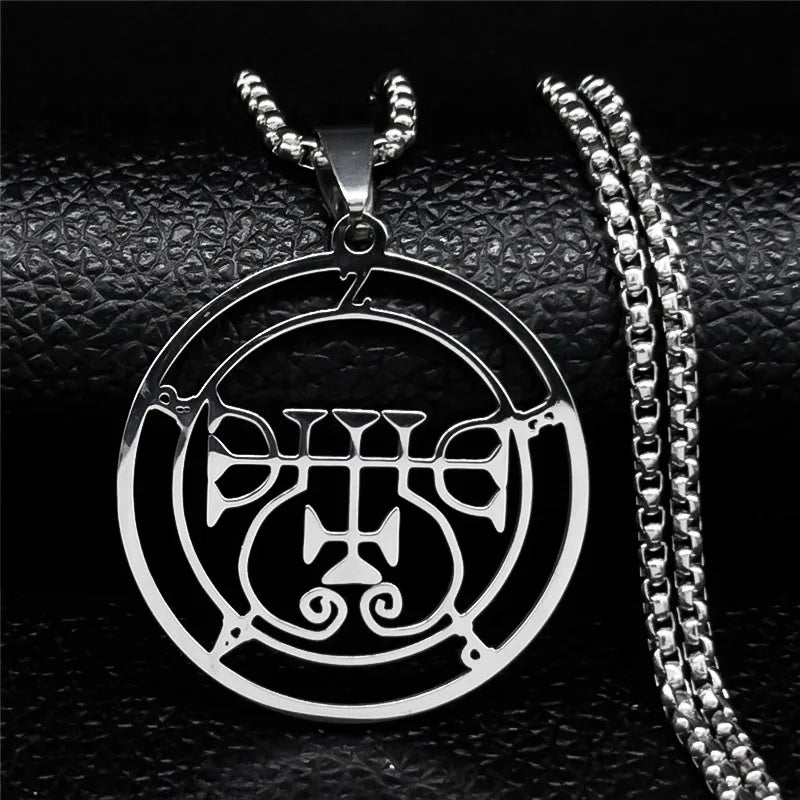 2024 Fashion Sigeal Sigil De Lucifer Stainless Steel Satan Necklace Asmoday Lazer Key Baphomet Stamp Jewelry N7118S03