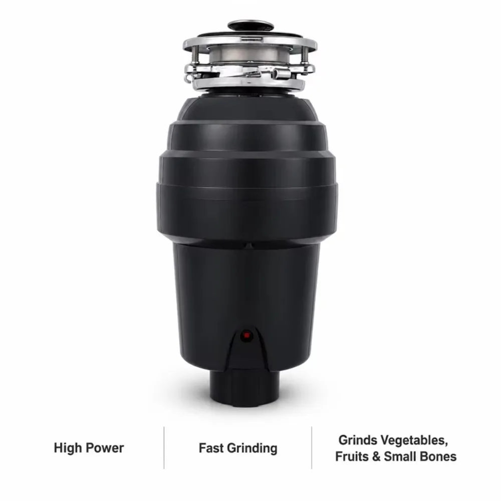 High Effective Kitchen Sink Garbage Disposal Food Waste Crusher Continuous Feed 1 HP Stainless Steel Grinding Chamber OEM ODM